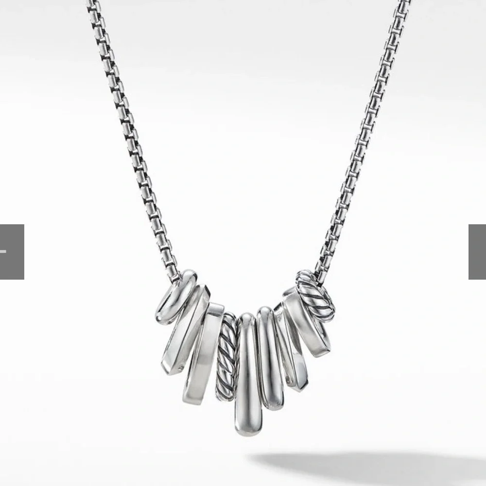 David Yurman Sterling Silver Multi-Pendant Necklace with Diamonds